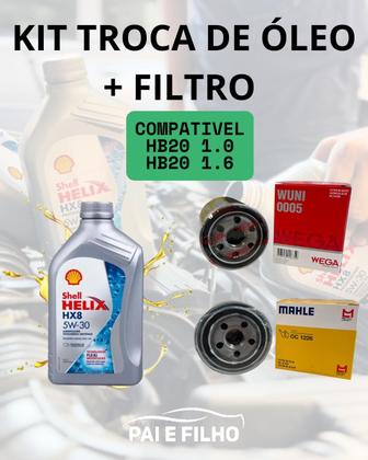 Imagem de Kit Troca de Óleo HB20 Oléo Shell Helix HX8 5W30  Filtro  1.0 1.6 Flex 2013 a 2022