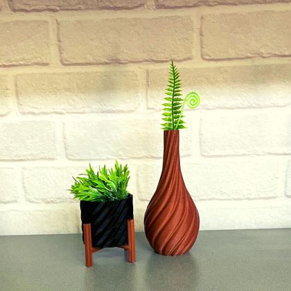 Imagem de Kit Vaso e Cachepot Minimalista Preto e Cobre