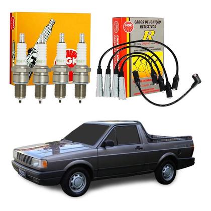 Imagem de Kit Vela Cabo Ngk Saveiro 1.6 1.8 Ap Gasolina 1991 A 1995