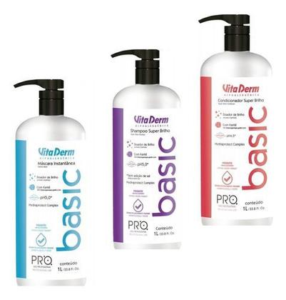 Imagem de Kit Vita Derm Lavatório Pro Basic - Shampoo + Condicionador + Creme de Hidratação