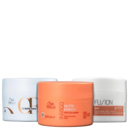 Imagem de Kit Wella Cronograma Capilar Home - Nutri-enrich + Fusion + Oil Reflections