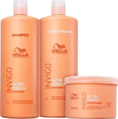 Imagem de Kit Wella Invigo Nutri Enrich Secos Ressecados Luzes Reflexos Quimicamente Nutrição Hidratação Brilho Reparação Lavatóri