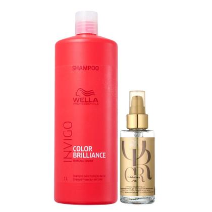 Imagem de Kit Wella Professionals Invigo Color Brilliance Shampoo 1 Litro + Oil Reflections 100ml