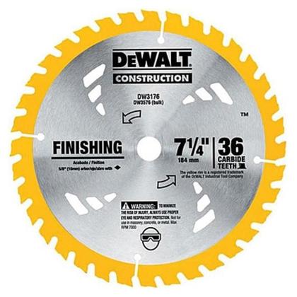 Imagem de Lâmina de Serra Circular e Esquadria 7.1/4" 36 Dentes Para Madeira Laminada - DW3176 - DEWALT