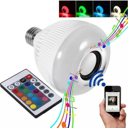 Imagem de Lâmpada Bluetooth Iluminação Led Caixa de Som com Controle Remoto Rgb 12W Music