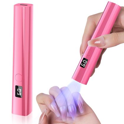 Imagem de Lâmpada de unhas UV Hoonyn Handheld Sparkly 5W com tela LCD rosa