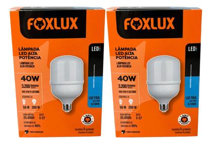 Imagem de Lampada Led Bulbo 40w 6500 K Foxlux Bivolt Kit 02 Und