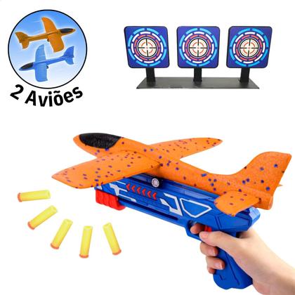 Imagem de Lança Avião Brinquedo Pistola Planador Infantil Divertido Tiro ao Alvo 