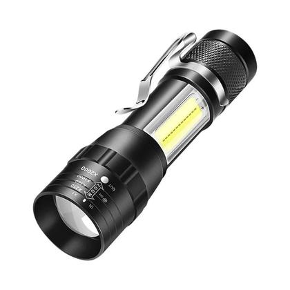 Imagem de Lanterna LED Recarregável T6 COB Portátil - Zoom 3 Modos - À Prova D'Água