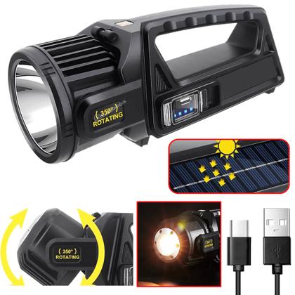 Imagem de Lanterna LED Super Brilhante Multifuncional Rotativa Alta Capacidade Solar Recarregável LK3124