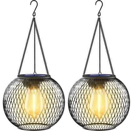 Imagem de Lanternas solares UBright, luzes externas, impermeáveis, suspensas em metal, movidas a energia solar para exteriores, lanternas decorativas para jardim, quintal e pátio, pacote com 2