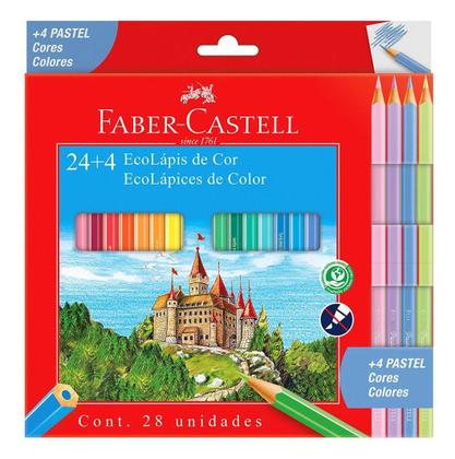 Imagem de Lápis de Cor Ecolápis Faber Castell 24 Cores+4 Cores Pastel Faber Castell