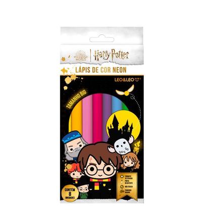 Imagem de Lápis de Cor Escolar Grosso Jumbo Harry Potter 8 Cores Neon