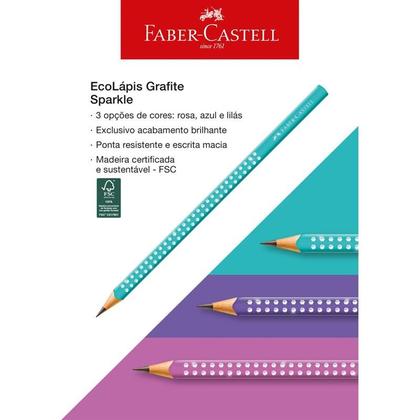 Imagem de Lapis preto triangular ecolapis sparkle azul faber-castell