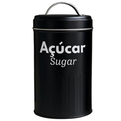 Imagem de Lata De Metal Com Alça Para Mantimentos 18x10 cm Café e Açucar