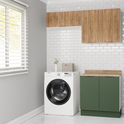 Imagem de Lavanderia Modulada 3 Peças 2 Armários Aéreos 4 Portas 1 Balcão Ipanema CabeCasa MadeiraOriginals