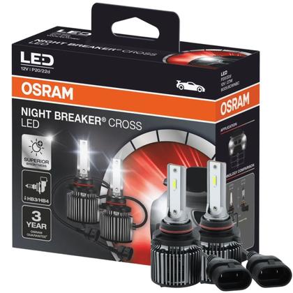 Imagem de LED Lâmpada Osram Night Breaker Cross HB3 HB4 9005 9006 27W 12V 6000K Par Automotivo Luz Super Branca