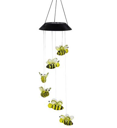 Imagem de Led Solar Powered Bee Wind Chimes Luz Casa Jardim Lâmpada Suspensa Decoração