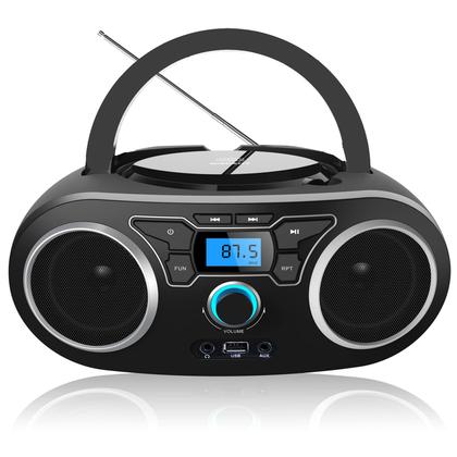Imagem de Leitor de CD de rádio portátil Boombox com Bluetooth e rádio FM