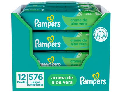 Imagem de Lenço Umedecido Pampers Aloe Vera 12 Pacotes com 48 Unidades Cada