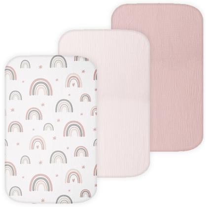 Imagem de Lençóis de berço com elástico TANSY PANDA 53x81 cm, pacote com 3, rosa