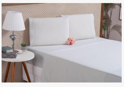 Imagem de Lençol 4 Peças Algodão Casal Padrão Branco Percal 180 Fios