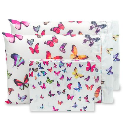 Imagem de Lençol Casal 40cm 3 pçs c/ Ponto Palito Percal Estampado 180 fios