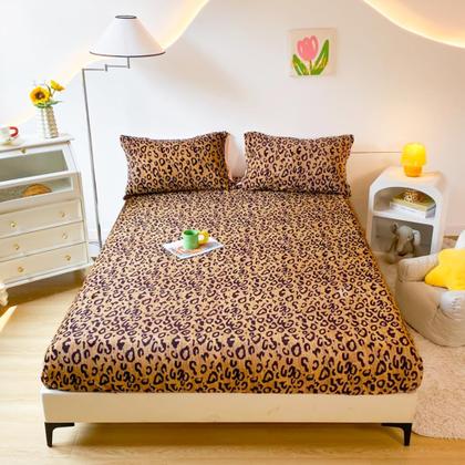 Imagem de Lençol com elástico LWeipSQLin Leopard Velvet Twin XL tamanho preto