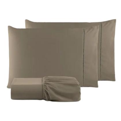 Imagem de Lençol com Fronha 400 Fios Ponto Palito 3 Peças Queen