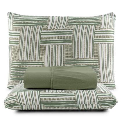 Imagem de Lençol King 3 Peças 100% Algodão com Elástico e Fronha