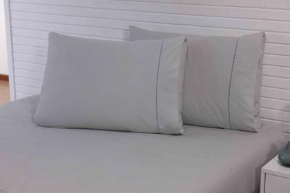 Imagem de Lençol King 3 Peças C/Elástico Percal 100% Algodão 200 Fios Cinza