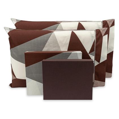 Imagem de Lençol Queen 40cm 4 pçs c/ Ponto Palito Percal Estampado 180 fios