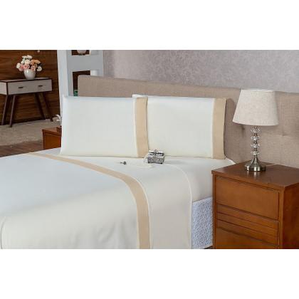 Imagem de Lençol Viúvo 3 Pçs c/ Ponto Palito Percal 180 Fios