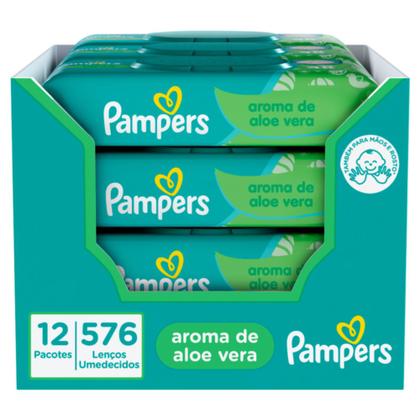 Imagem de Lenços Umedecidos Pampers Aroma de Aloe Vera 576 Unidades