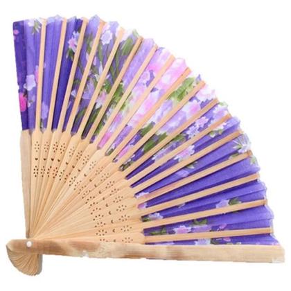 Imagem de Leque De Madeira Abanar  E Tecido 36cm Aberto Estiloso