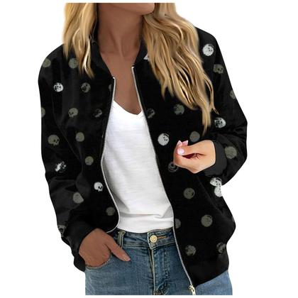 Imagem de Lightning Deals Of Today Prime, jaqueta de chuva feminina plus size casual com estampa floral, jaquetas bomber com zíper, casacos 2024, moda outono e inverno, blusão, roupa leve com bolsos (preto C, grande)