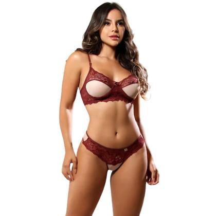 Imagem de Lingerie Sexy Transparente Sensual Tule c/ Aro Conjunto Luxo