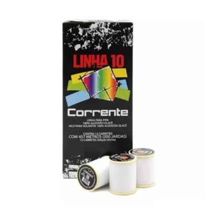 Imagem de Linha 10 Corrente (500 Jardas) Para Pipa Branca  - Caixa Com 12 Unidades