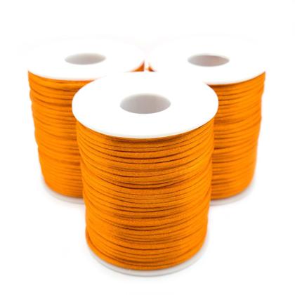 Imagem de Linha Fio Cetim Laranja Escuro 2mm Cordão Rabo de Rato 2 Rolos 45m 220g