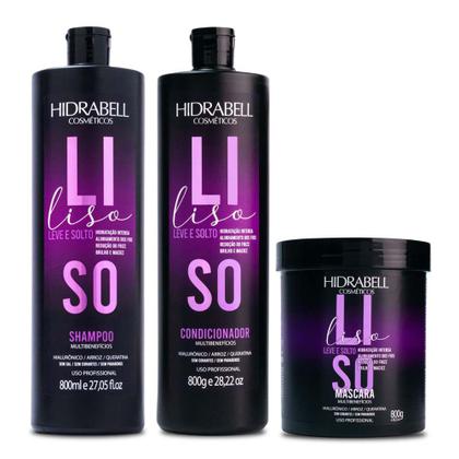 Imagem de Liso Leve & Solto 800ml Hidrabell Cosméticos - Cabelo sem Frizz com Ácido Hialurônico