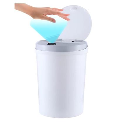 Imagem de Lixeira automatica 9 litros com sensor de abertura grande para banheiro e cozinha branca luxo