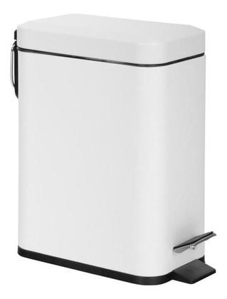 Imagem de Lixeira Branca Retangular Estreita Com Pedal 6 Litros