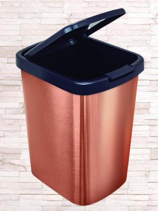 Imagem de Lixeira C/ Tampa Click Cesto 9 Litros Tipo Inox Prata Cozinha Banheiro Quarto Escritório