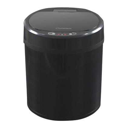 Imagem de Lixeira com Sensor Automática Preta Aço Inox 6 Litros - USB