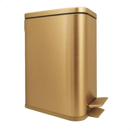 Imagem de Lixeira Dourada Inox Retangular 5 Litros Fechamento Suave