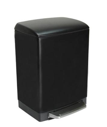 Imagem de Lixeira inox com pedal retangular  Slim Black Matte 6 litros
