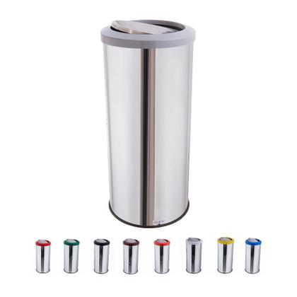 Imagem de Lixeira Inox Com Tampa Basculante Lixeira Grande 50 Litros