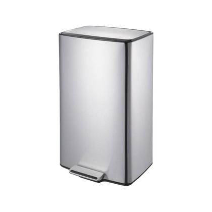 Imagem de Lixeira Retangular Com Pedal e Balde 40 L Aço Inoxidável Escovado Linha Plana Brinox