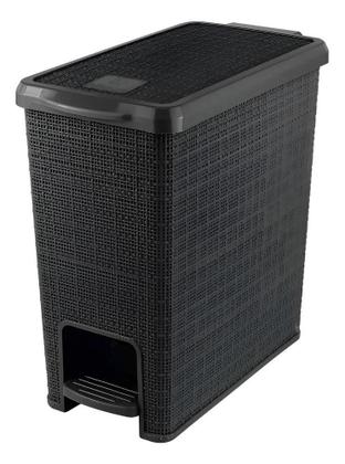 Imagem de Lixeira Retangular Juta Preta Com Pedal 12 Litros Nitron