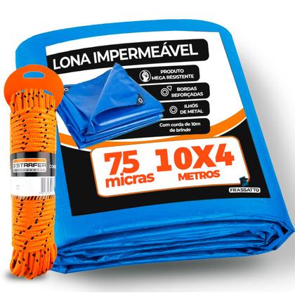 Imagem de Lona Para Garagem Toldo Plástica 10x4 Metros Resistente Grande Multiuso Cobertura Geral + Corda 10m